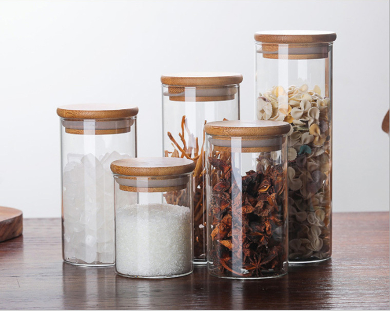 Factory Direct Wholesale Storage Bottles High Borosilicate Glass Jar With Bamboo Lid,Glass Bottle