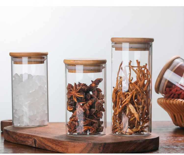 Factory Direct Wholesale Storage Bottles High Borosilicate Glass Jar With Bamboo Lid,Glass Bottle