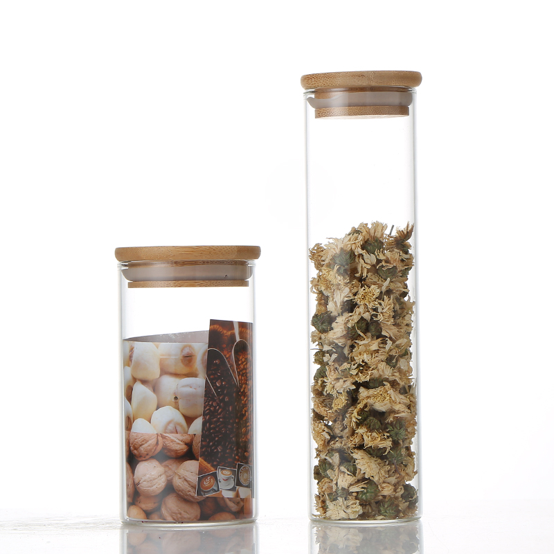 Factory Direct Wholesale Tea Coffee Sugar Glass Container Storage Jar with Bamboo Lid