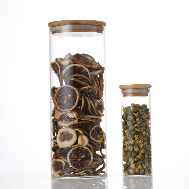 Factory Direct Wholesale Tea Coffee Sugar Glass Container Storage Jar with Bamboo Lid