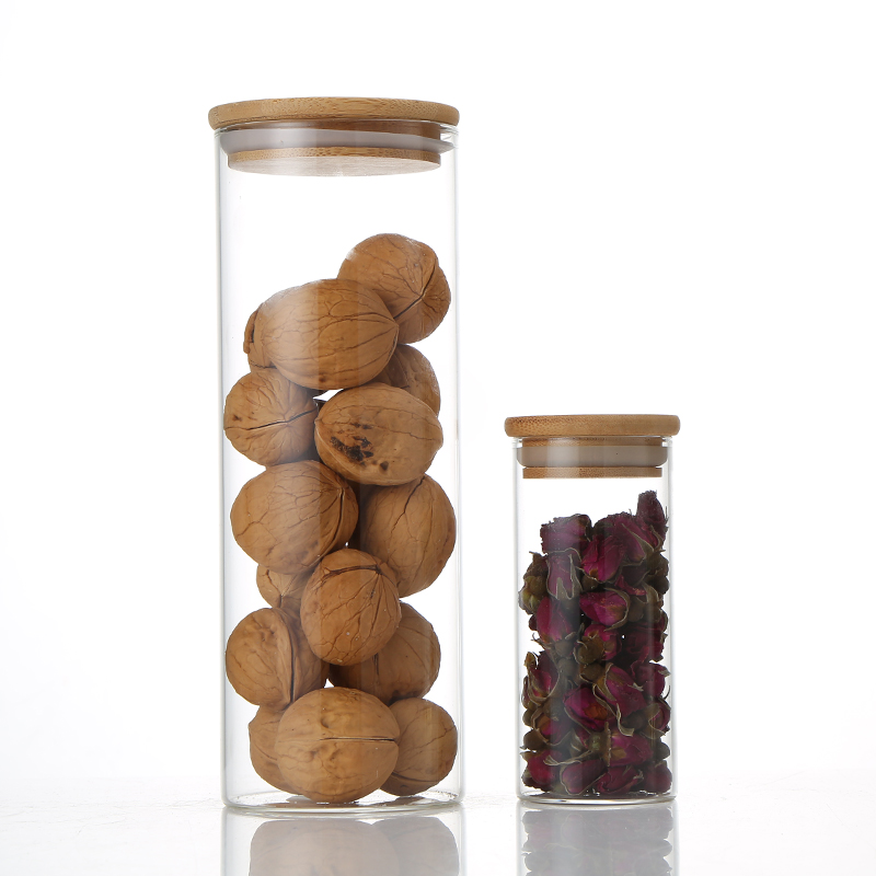Factory Direct Wholesale Tea Coffee Sugar Glass Container Storage Jar with Bamboo Lid