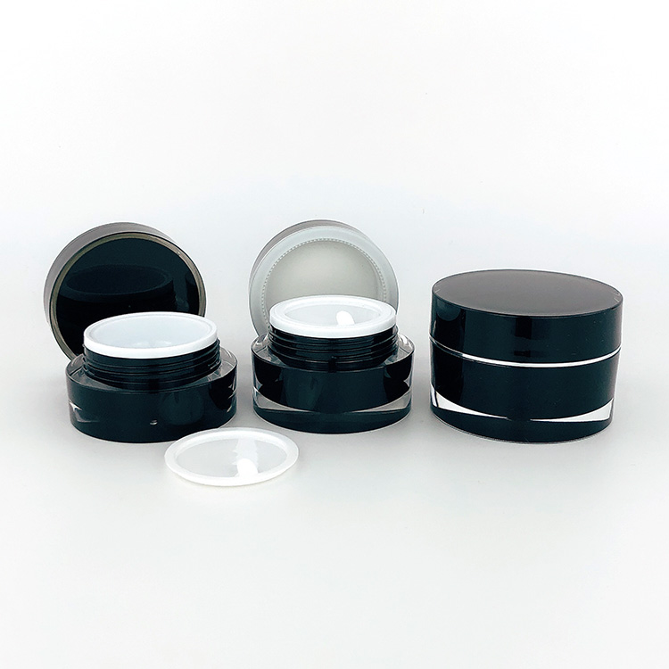Factory Direct sale round luxury acrylic Packaging Custom empty black matte plastic cream cosmetics jar