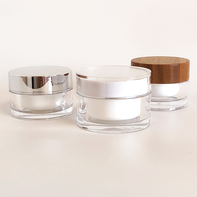 Factory Direct sale round luxury acrylic Packaging Custom empty black matte plastic cream cosmetics jar