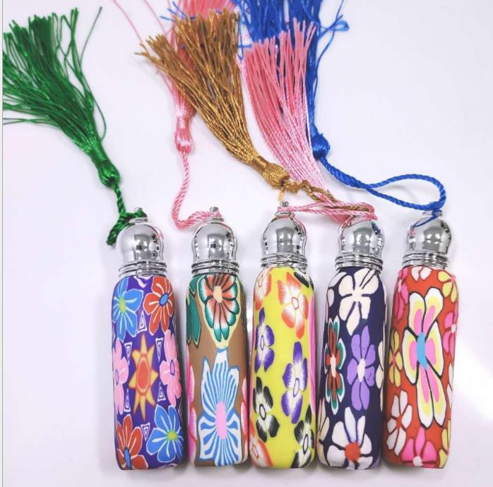 Factory Direct sales 10 ml Glass Roll-on Bottles with Stainless Steel Roller Balls Glass Roll on Perfume Bottles Flower Color