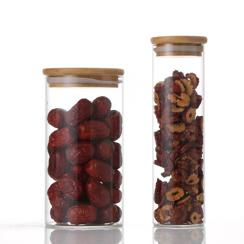 Factory Direct wholesale Glass Food Storage Jar with Bamboo Lid