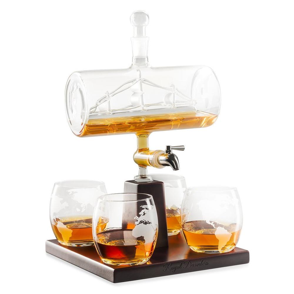 Factory Directly 1000ml Whiskey Decanter Ship Set With 4 Glasses