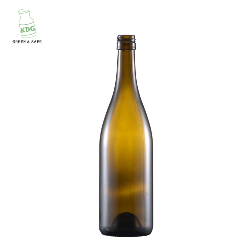 Factory Directly Sale Screw Finish 750ml amber red wine bottle glass for sale