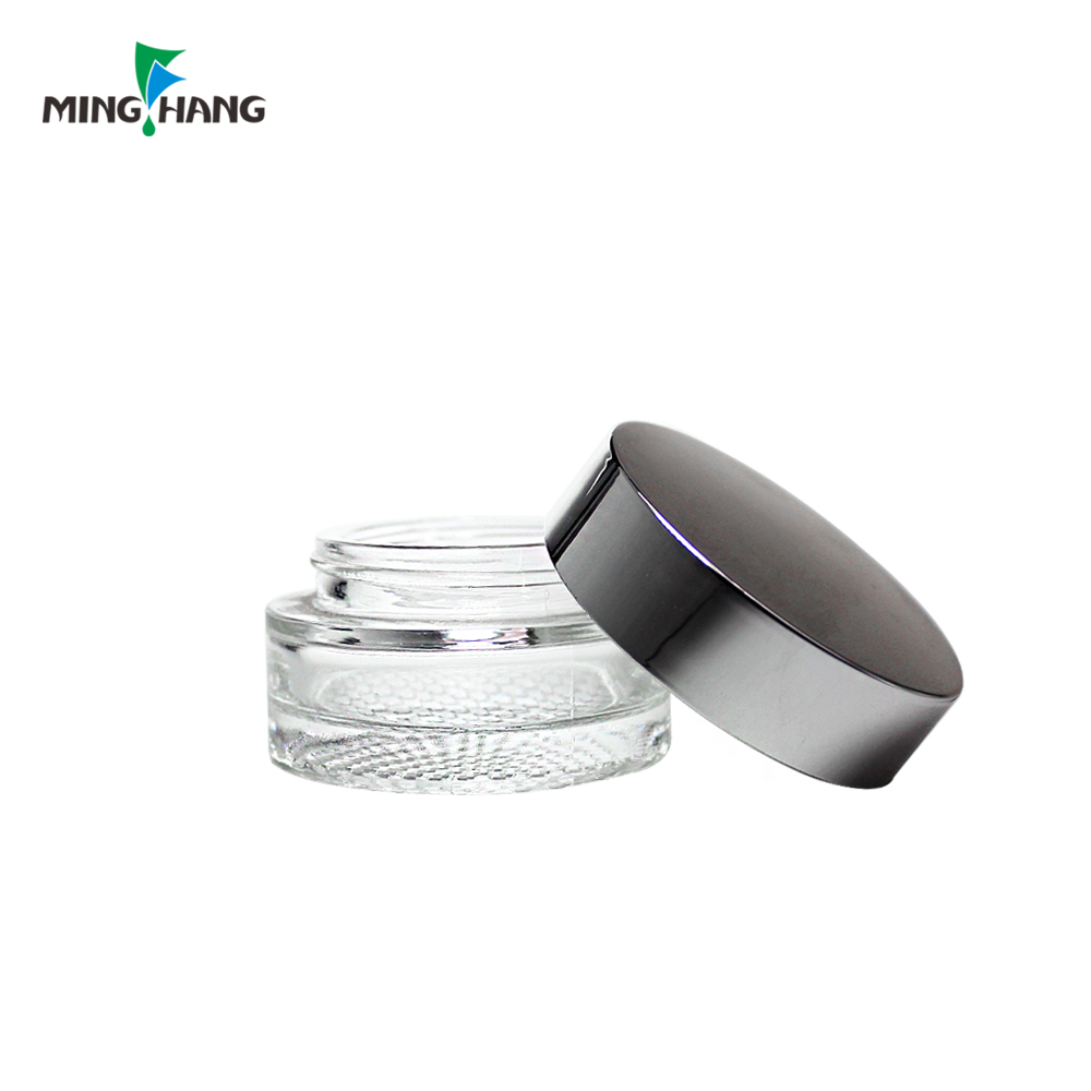 Factory Directly Supply foundation glass cosmetic cream jar with aluminum gold silver lid