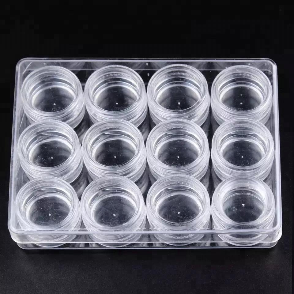 Factory Empty Cosmetic Plastic Loose Powder Jar Empty Container Plastic Clear Jars For Nails Decoration Tools