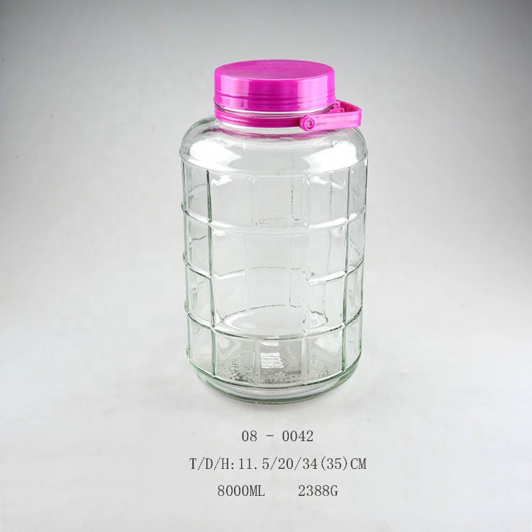 Factory Glass Barrel With Sealing Lid 8 Liter 10 Liter Large Glass Pickles Beverage Jar wholesale