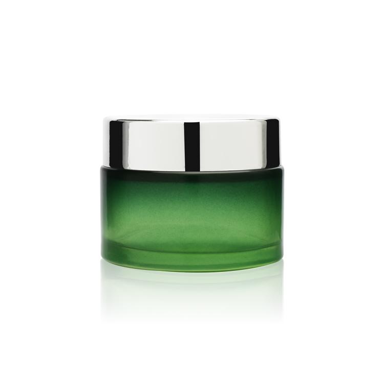 Factory High Quality Custom Color 30ml 60ml 120ml Green Lotion Bottle Set Round Glass Jar Cosmetic Glass Bottles Set