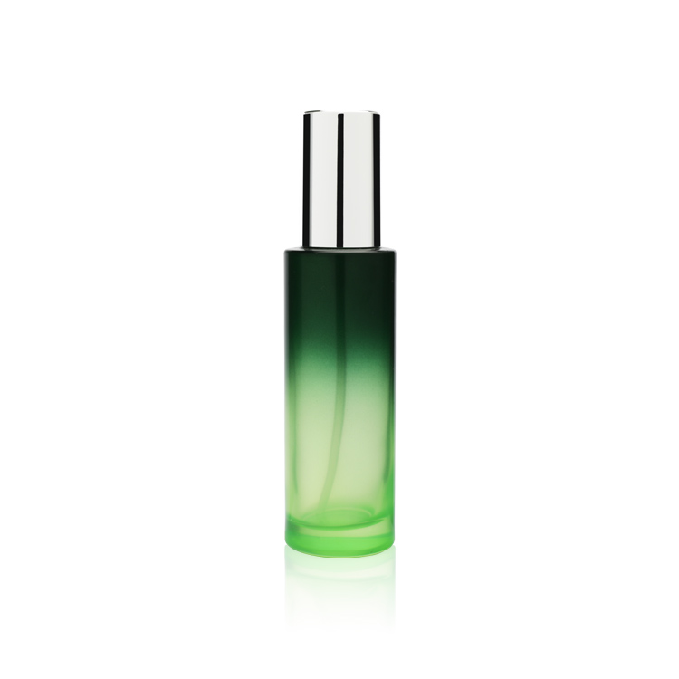 Factory High Quality Custom Color 30ml 60ml 120ml Green Lotion Bottle Set Round Glass Jar Cosmetic Glass Bottles Set