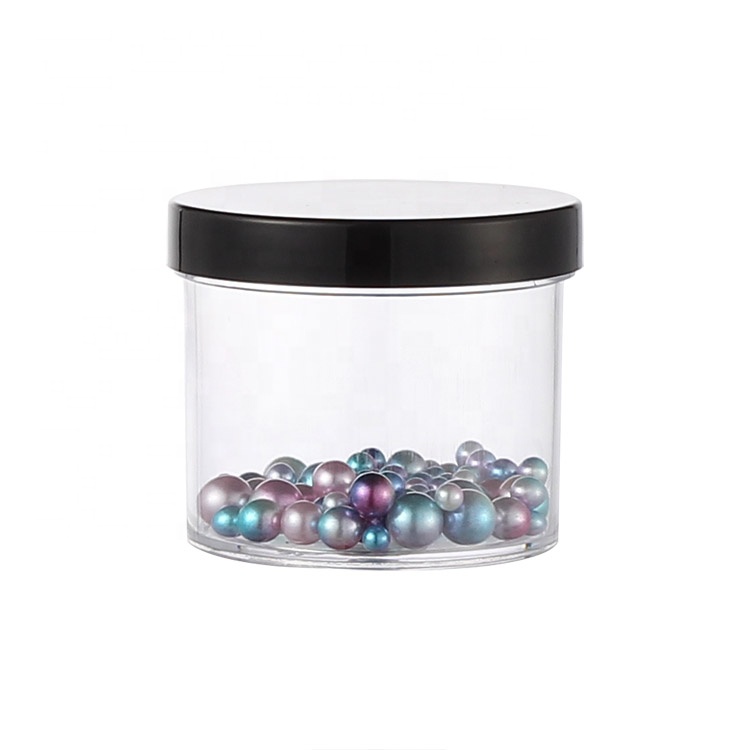 Factory Hot Selling 150ml PS Clear Black Lid Plastic Slime Jar