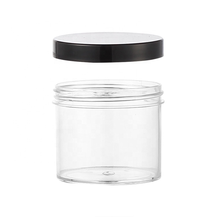 Factory Hot Selling 150ml PS Clear Black Lid Plastic Slime Jar