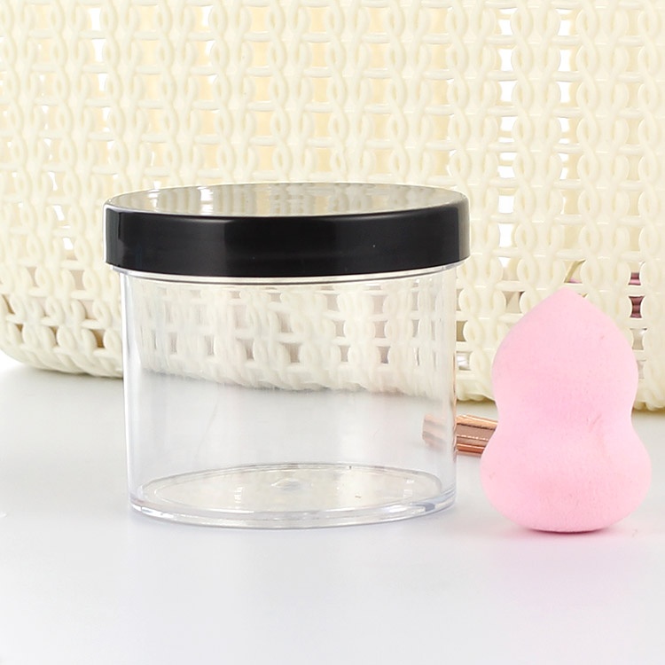 Factory Hot Selling 150ml PS Clear Black Lid Plastic Slime Jar