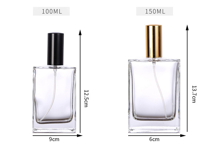 Factory Made In China Cosmetic Packaging 10ml 30ml 50ml 100ml Colored Empty Clear Square Glass Perfume Bottle With Spray