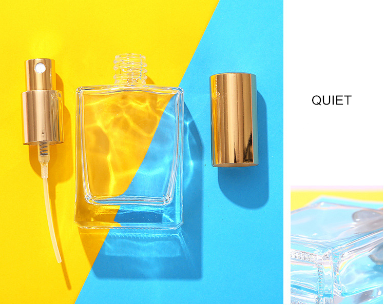 Factory Made In China Cosmetic Packaging 10ml 30ml 50ml 100ml Colored Empty Clear Square Glass Perfume Bottle With Spray