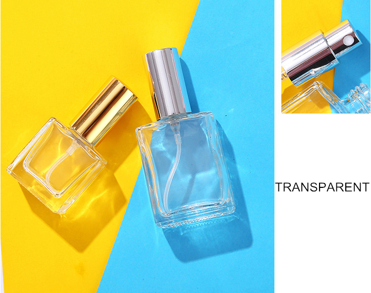 Factory Made In China Cosmetic Packaging 10ml 30ml 50ml 100ml Colored Empty Clear Square Glass Perfume Bottle With Spray