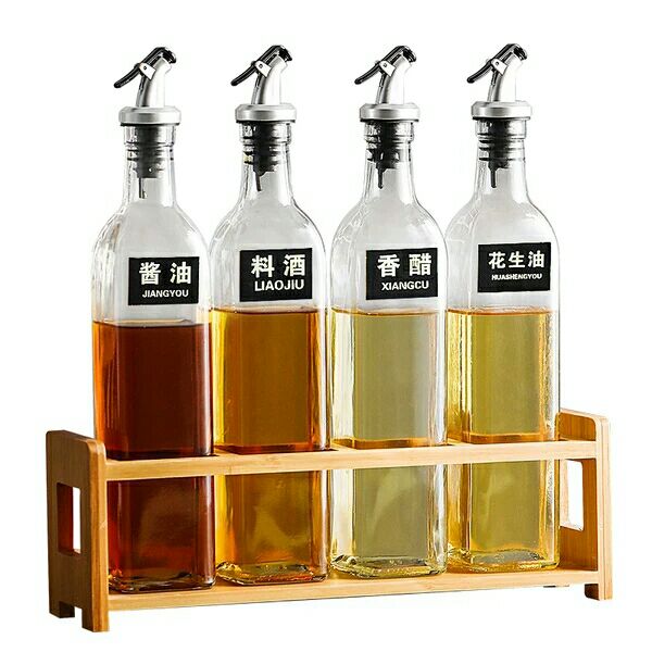 Factory Manufactured Wholesale Empty Vinegar Glass with Spray Pourer Lid Olive Oil Bottle