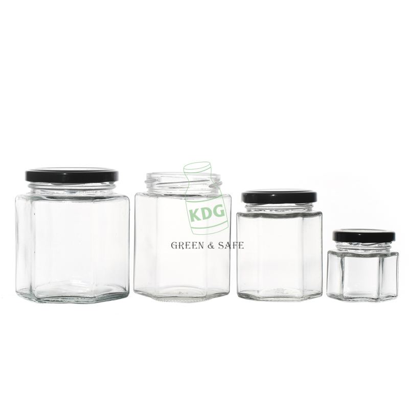 Factory Manufacturing Customize 45ml 85ml 100ml 180ml 380ml 500ml Hexagon Glass Jars Suppliers