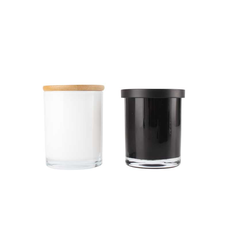 Factory Matte Black Glass Empty Unique Luxury Home Decor Candle Jars Containers With Wooden Lids