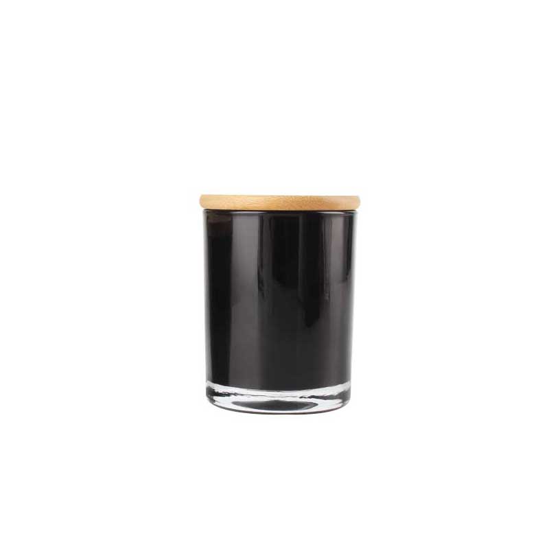 Factory Matte Black Glass Empty Unique Luxury Home Decor Candle Jars Containers With Wooden Lids