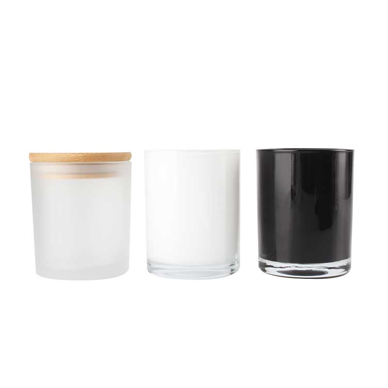 Factory Matte Black Glass Empty Unique Luxury Home Decor Candle Jars Containers With Wooden Lids