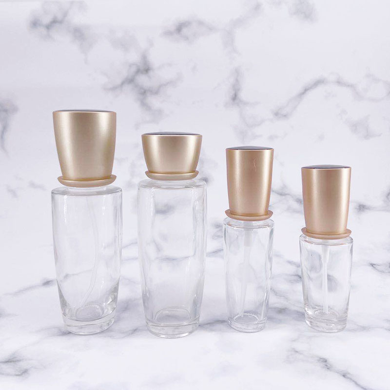 Factory New Inventions Customized Cosmetic Packaging Clear Glass Bottles and Jar With Pump Cap