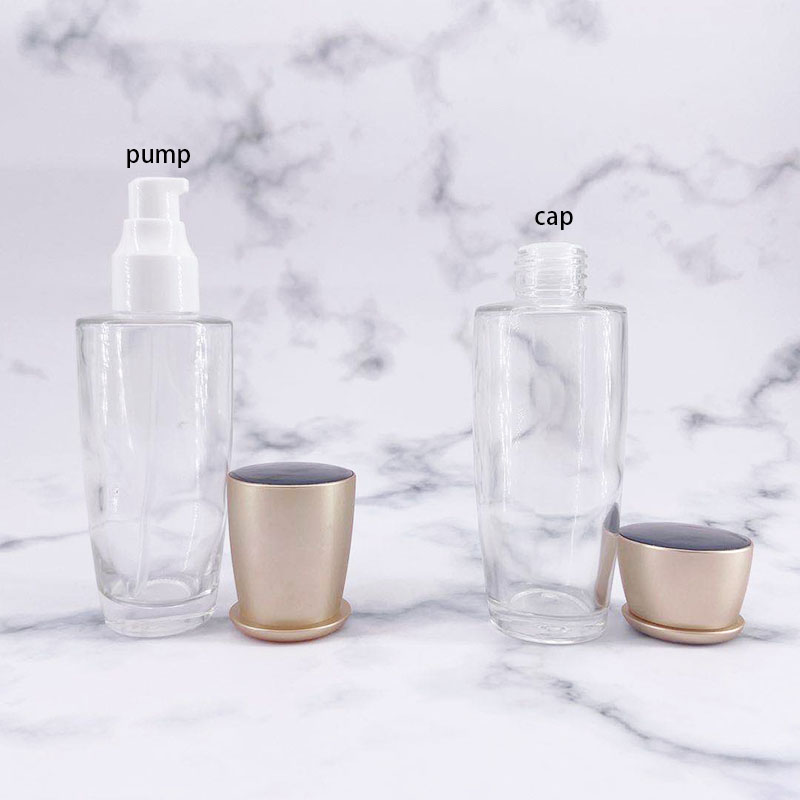 Factory New Inventions Customized Cosmetic Packaging Clear Glass Bottles and Jar With Pump Cap