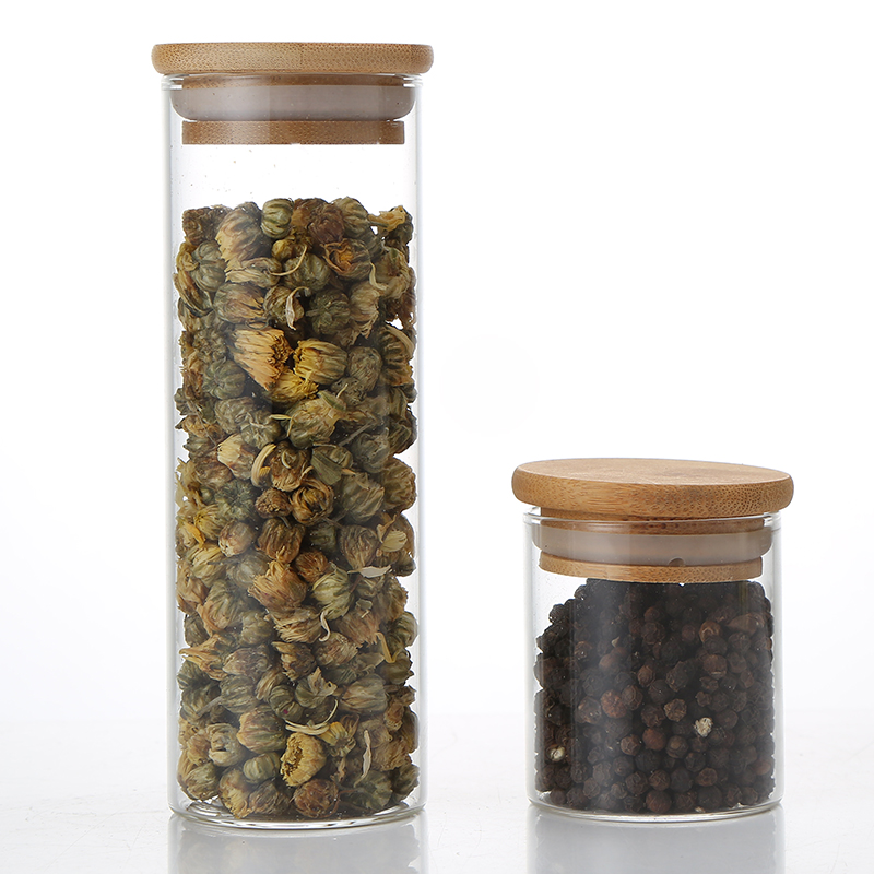Factory Outlet Empty Jar Borosilicate Glass Test Tube Glass Storage Jar With Wood Lid