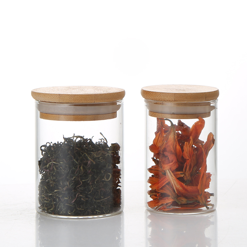 Factory Outlet Empty Jar Borosilicate Glass Test Tube Glass Storage Jar With Wood Lid