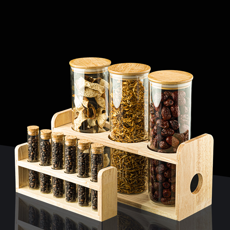 Factory Outlet wholesale glass sealing jar Display Stand Coffee Bean Glass Sealed Show cans Combination