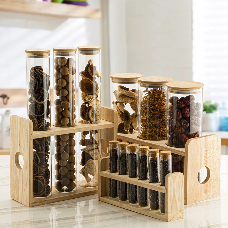 Factory Outlet wholesale glass sealing jar Display Stand Coffee Bean Glass Sealed Show cans Combination