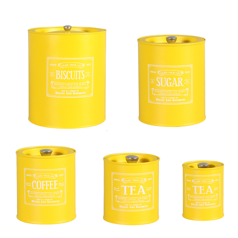Factory Outlets Food Storage Metal Canister Sugar Coffee Tea Bin Multi Size Can