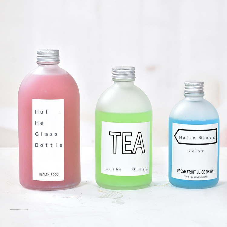Factory Price 250 Ml 500 Ml 1000 Ml Amber Juice Round Shape Boston Glass 300 Ml Plastic Bottle For Juice With Aluminum Lids//