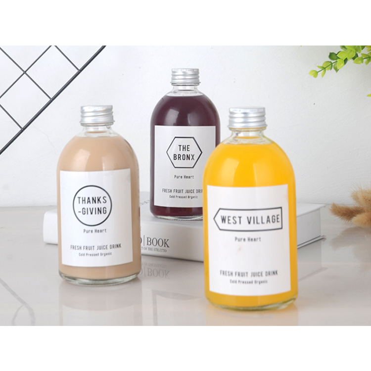 Factory Price 250 Ml 500 Ml 1000 Ml Amber Juice Round Shape Boston Glass 300 Ml Plastic Bottle For Juice With Aluminum Lids