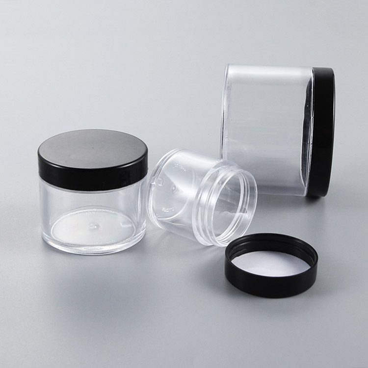 Factory Price 30ml 70ml 150ml Plastic Storage Jar with Black Lid