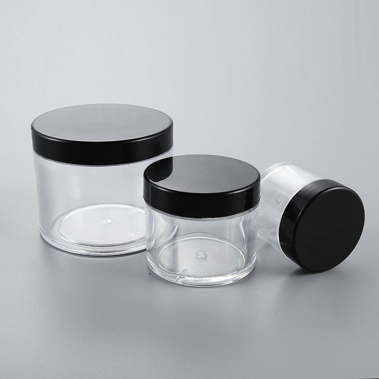 Factory Price 30ml 70ml 150ml Plastic Storage Jar with Black Lid