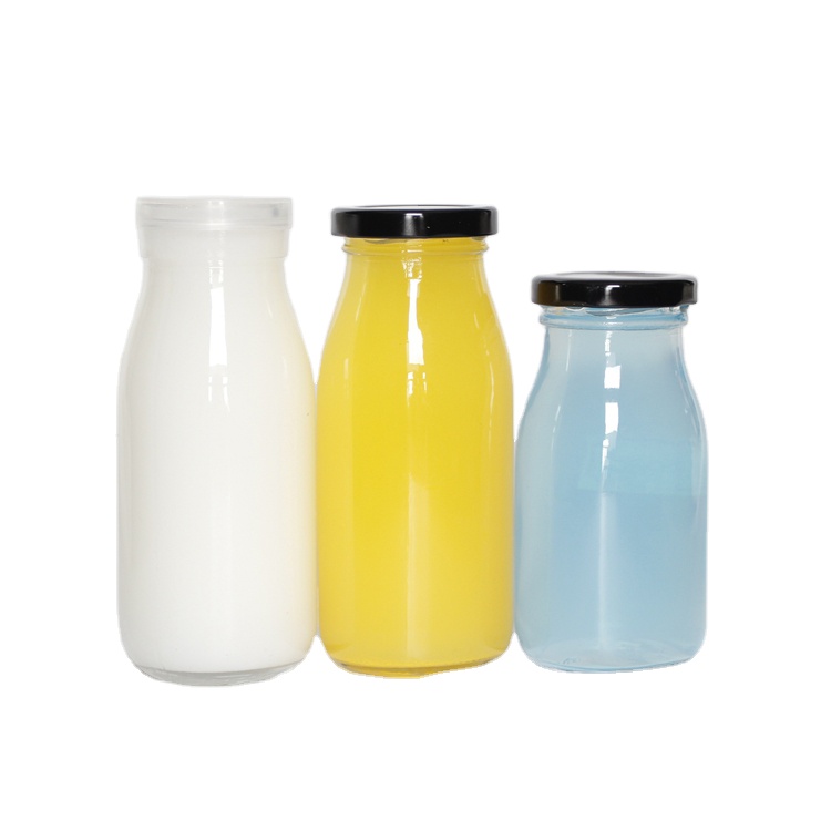 Factory Price 320ml Glass Milk Bottles With Plastic Lid For Cold Pressed Juice/coffee