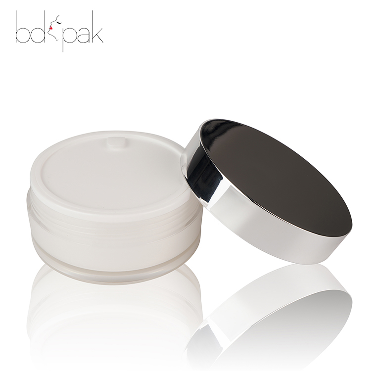 Factory Price 50g Fillable Empty White Cream Jar With Silver Lid For Skincare