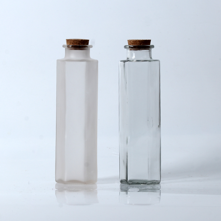 Factory Price 6 sides Good Quality Glass Juice Bottle with Wood Cork