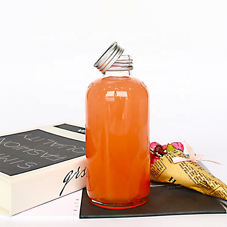 Factory Price Clear Empty Glass Bottle With Metal Lid 120ml 250ml 500ml 1L