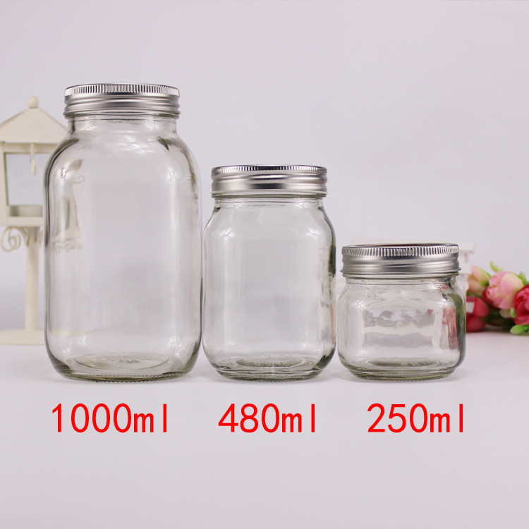 Factory Price Clear Glass Jars Wide Mouth With Screw Lid For Food Storage Beverage