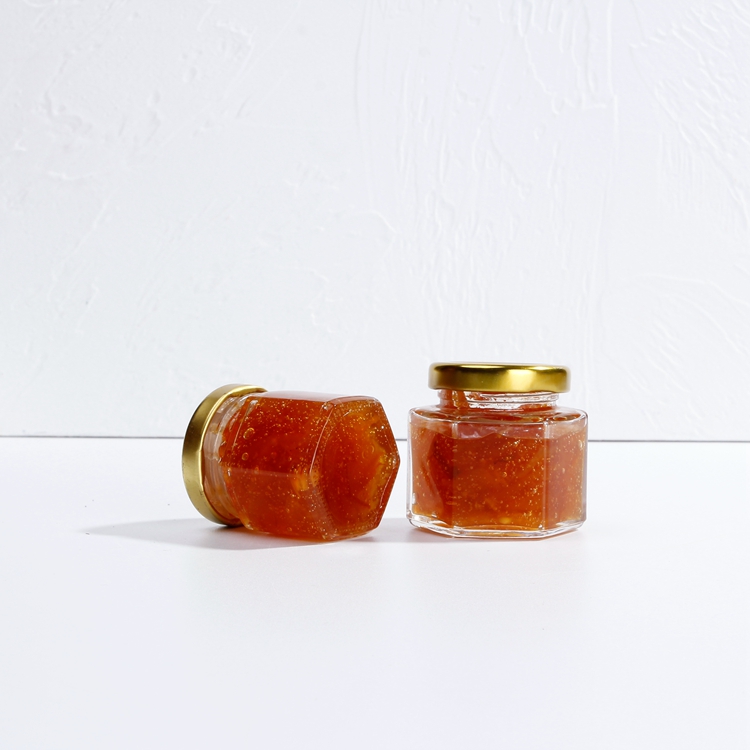 Factory Price Clear Square 65ml/100ml glass honey jar With metal Lids