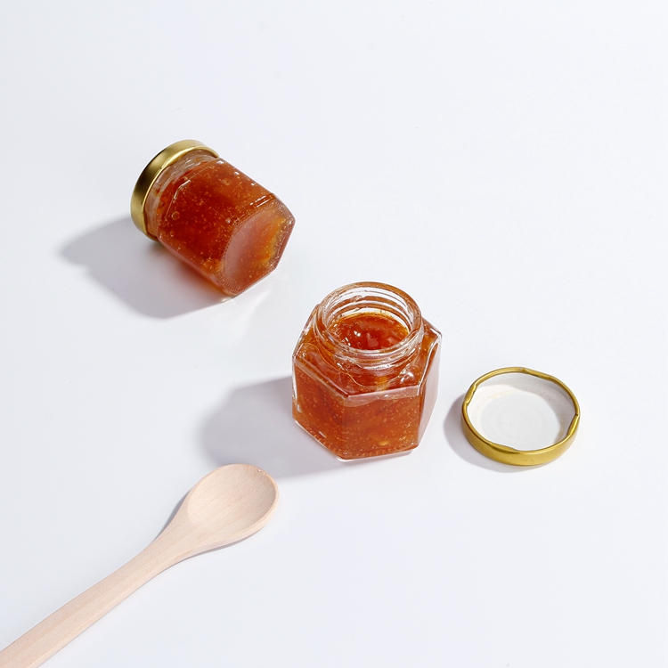 Factory Price Clear Square 65ml/100ml glass honey jar With metal Lids