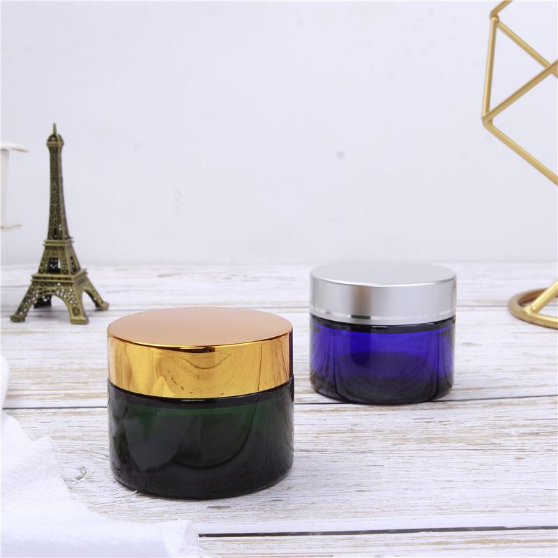 Factory Price Empty Green Color Glass Jars For Eye Or Face Cream Cosmetic Jars With Plastic Lids