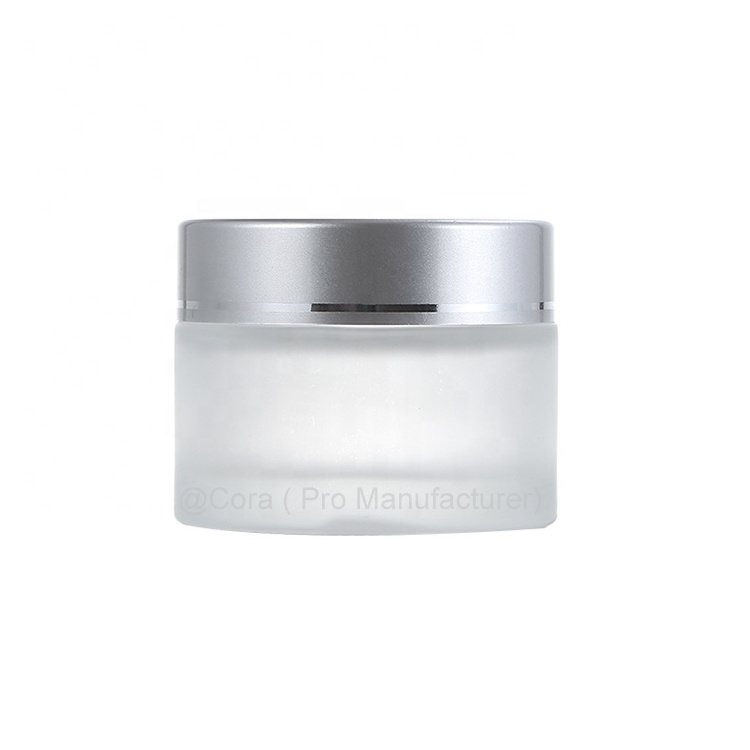 Factory Price Frosted Glass Jar With Lid Cosmetic Packaging Container Cream Bottle