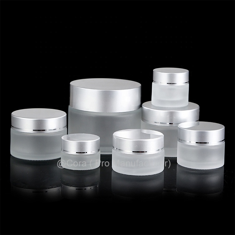Factory Price Frosted Glass Jar With Lid Cosmetic Packaging Container Cream Bottle