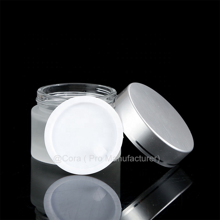 Factory Price Frosted Glass Jar With Lid Cosmetic Packaging Container Cream Bottle