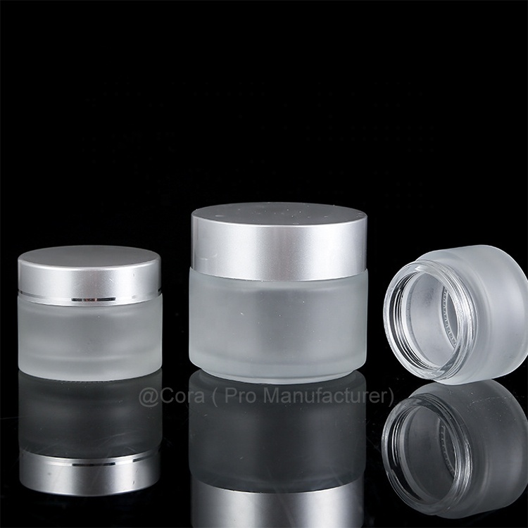 Factory Price Frosted Glass Jar With Lid Cosmetic Packaging Container Cream Bottle